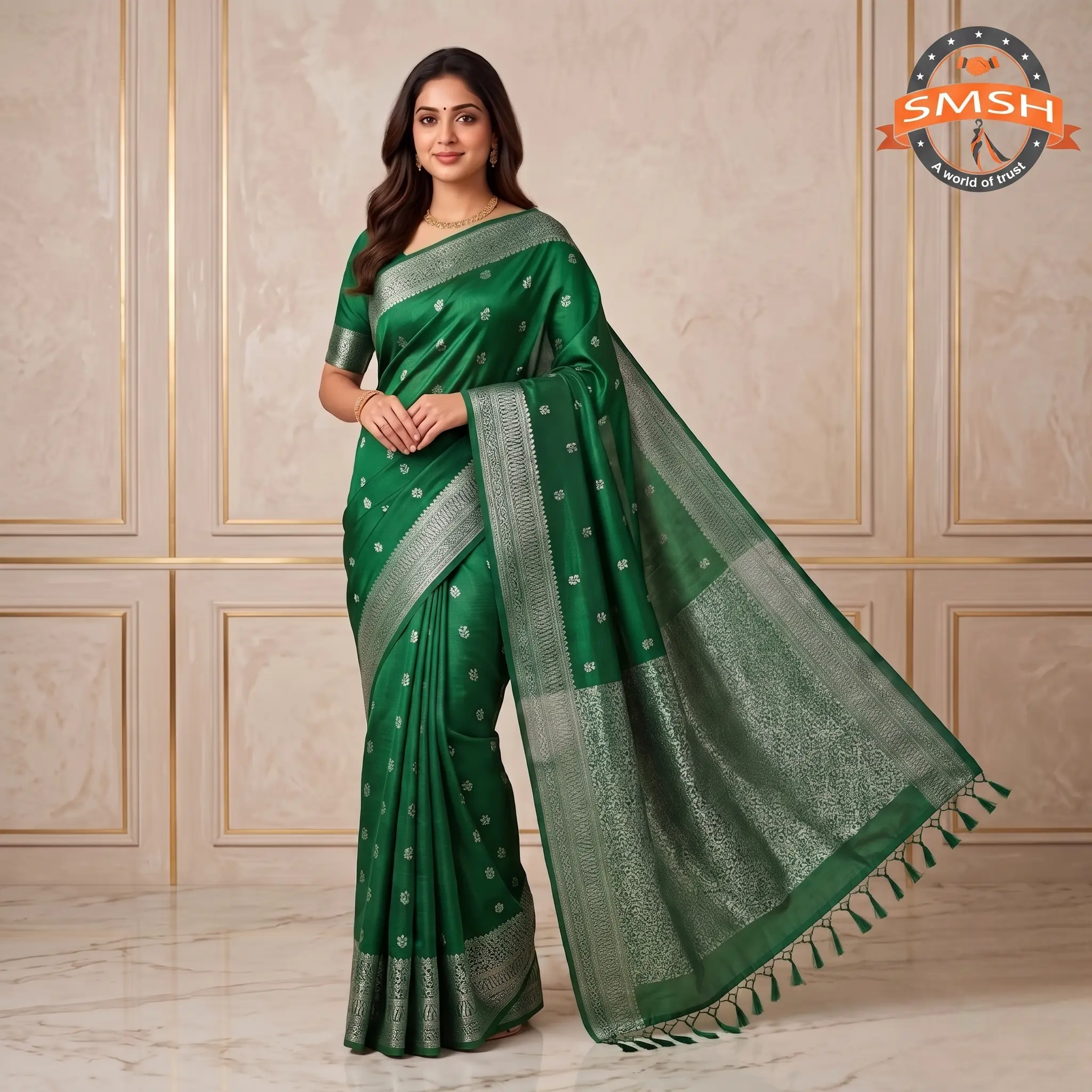 Green Fancy Double Side Zari Silk Saree